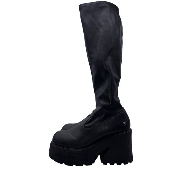 Windsor Smith Platform Stretch Sock Knee High Fuse Black Boots Sz 10 Women’s - Picture 1 of 16
